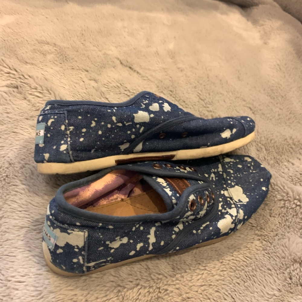 TOMS Paint Splatter Denim Slip-ons